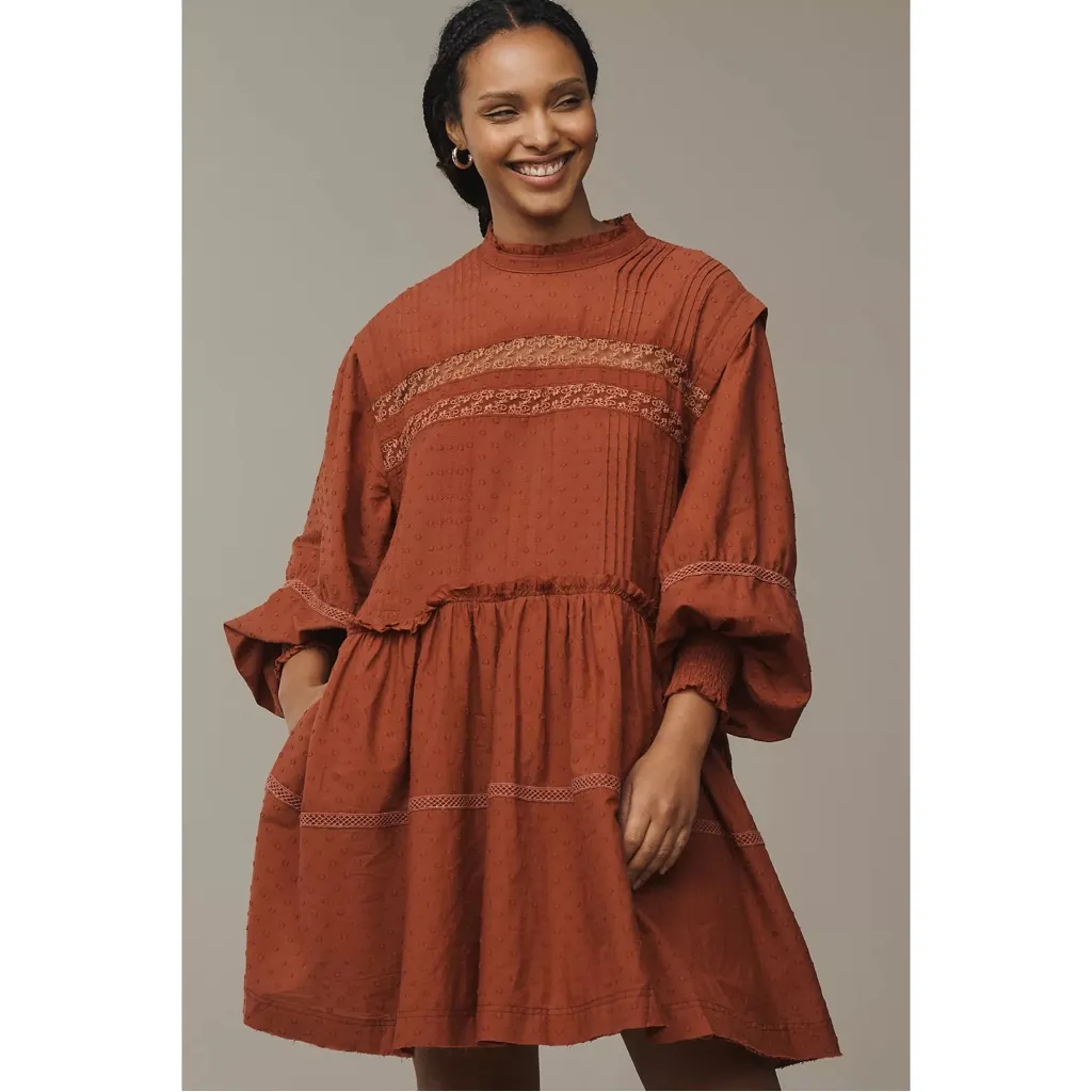 Anthropologie Pilcro Long-Sleeve Mock-Neck Swing Mini Dress - Image 4