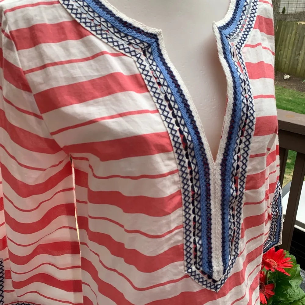 Mud Pie  Tunic Top size S Small light Swim cover up Pink Stripe - Image 2