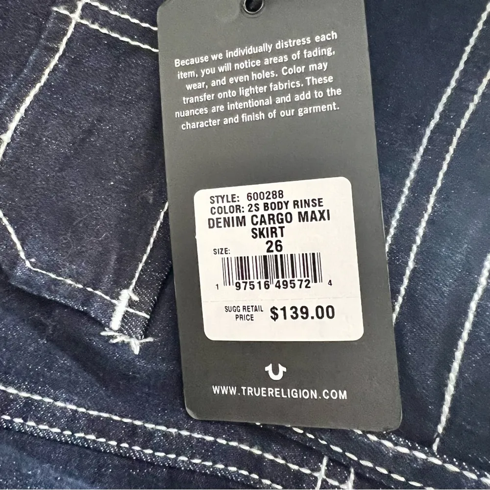 True Religion denim cargo maxi skirt size 26 NWT - Image 6