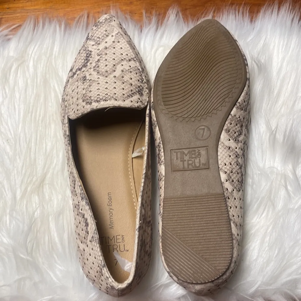 Time and Tru Snake Print Flats - Image 3