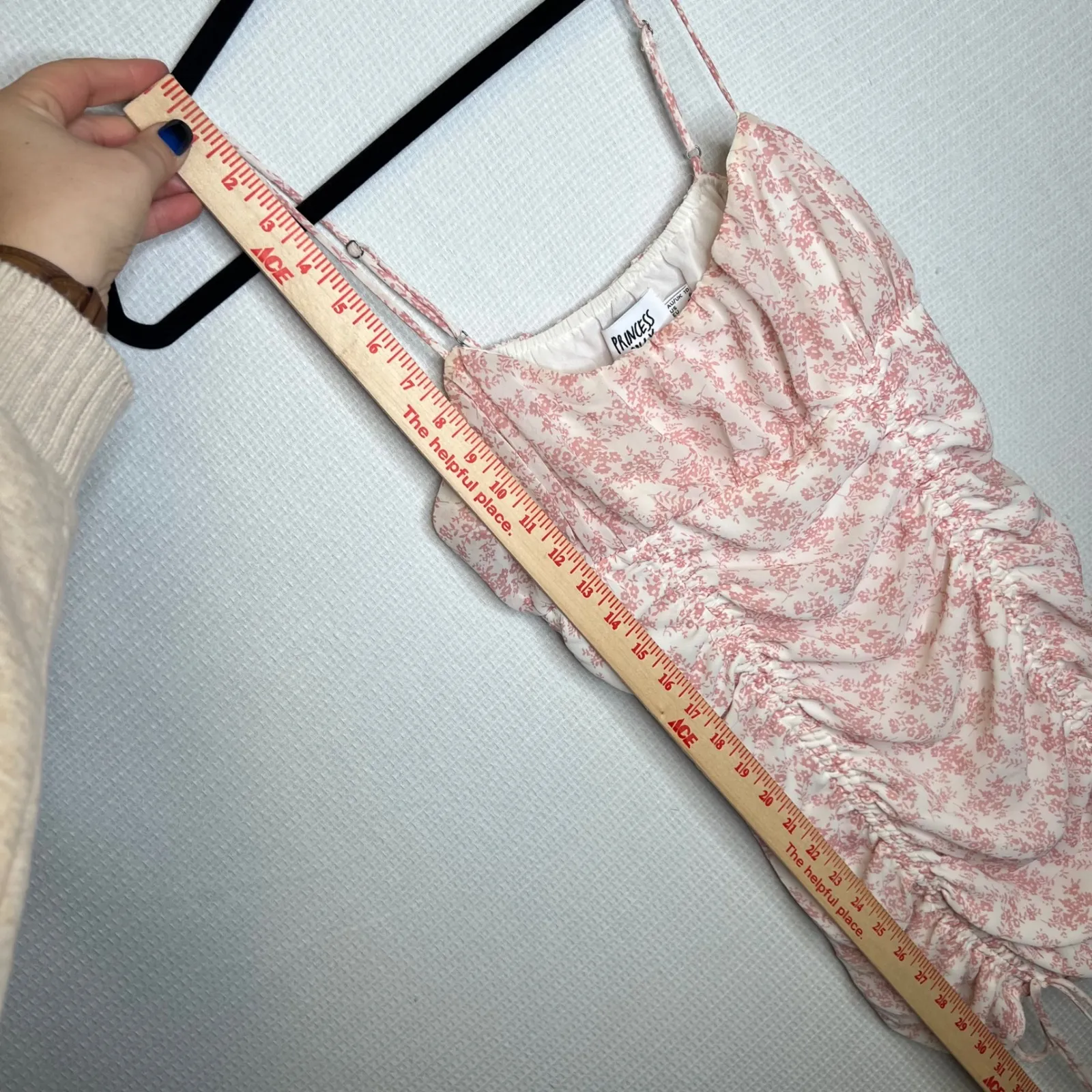 Princess Polly Ivy Hollow Pink Floral Ruched Mini Dress Spaghetti Straps Size 6 - Image 10