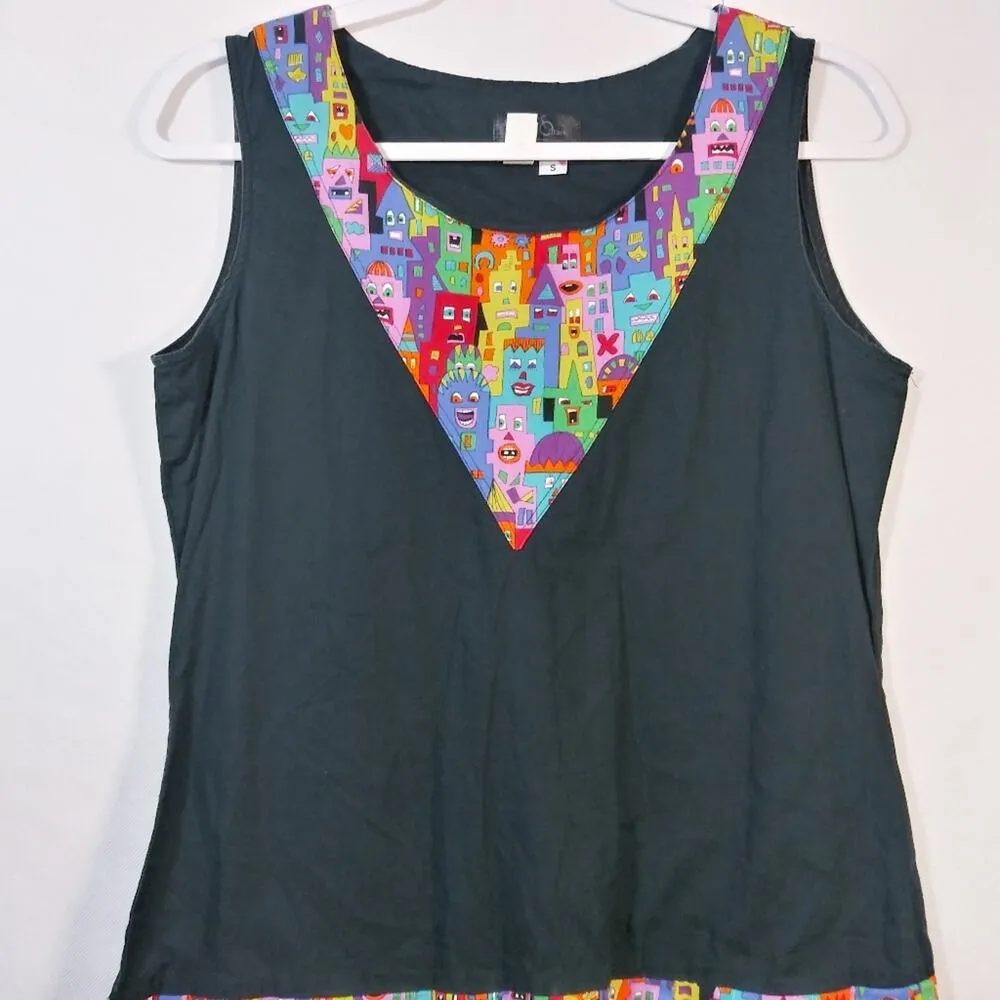 Single Track Design Black Tunic Style Artsy Funky Dress Size Small - Image 3