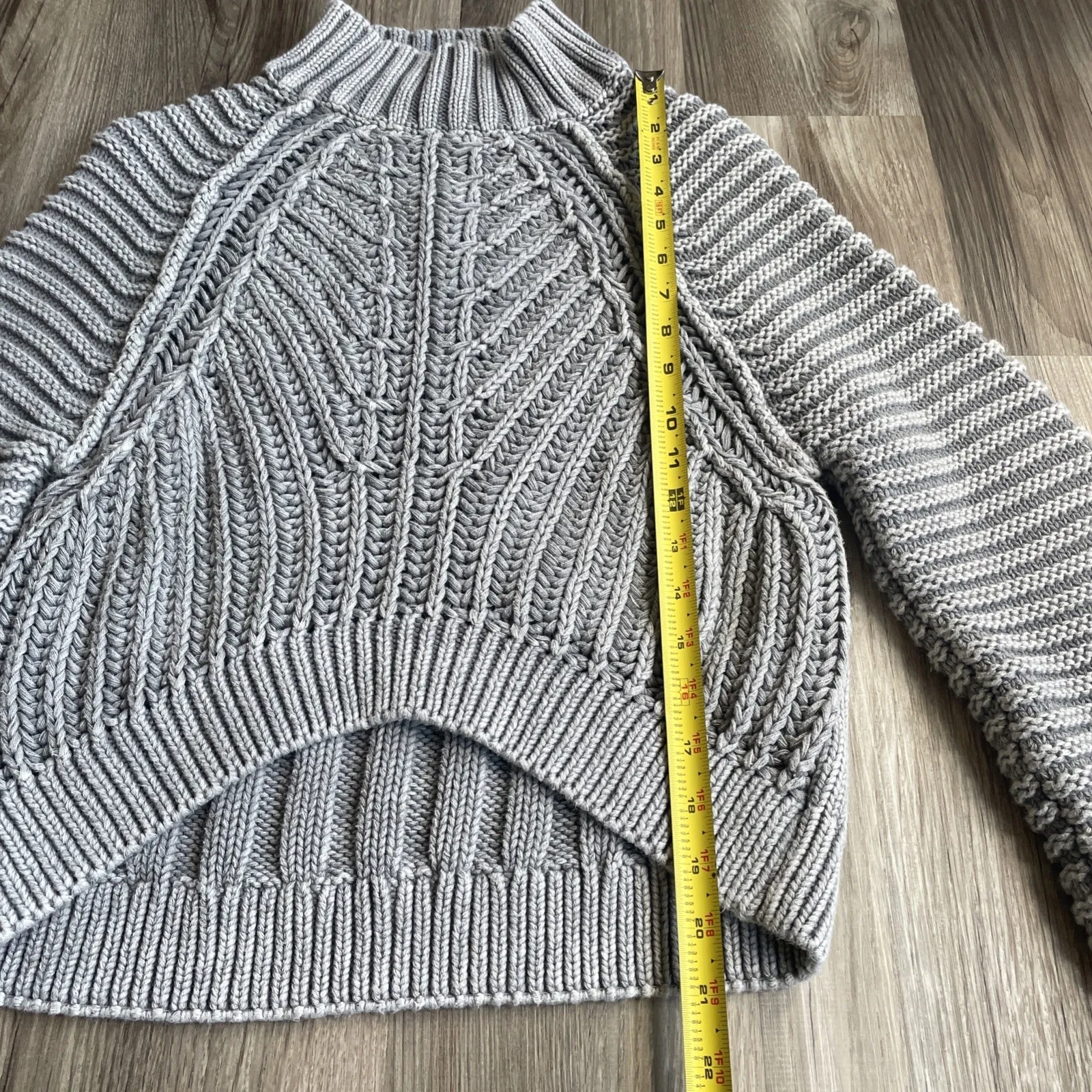 Free People Gray Chunky Sweetheart Sweater XS Boho Cropped Baggy‎ Oversized - Image 4