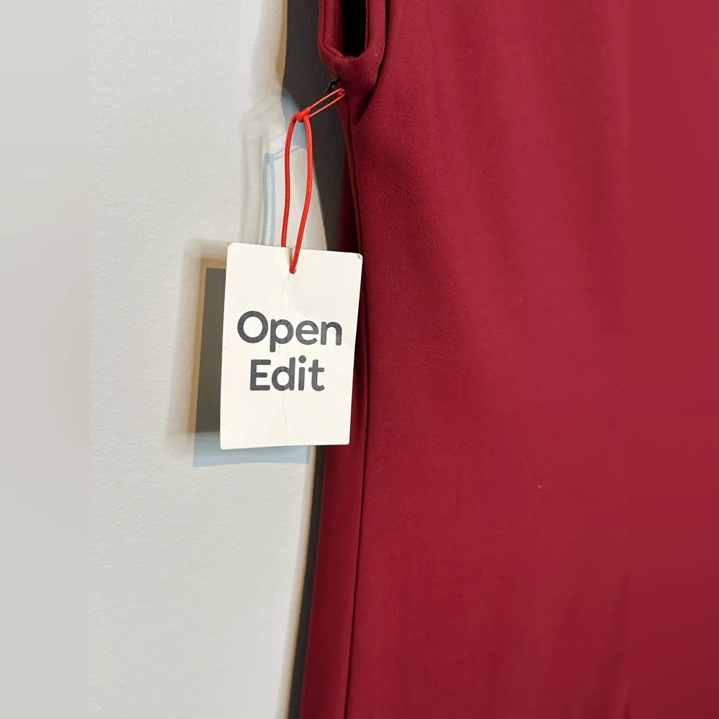 Open Edit Smooth Edit Funnel Neck Burgundy Wine Red Midi Dress Size M NWT - Image 9