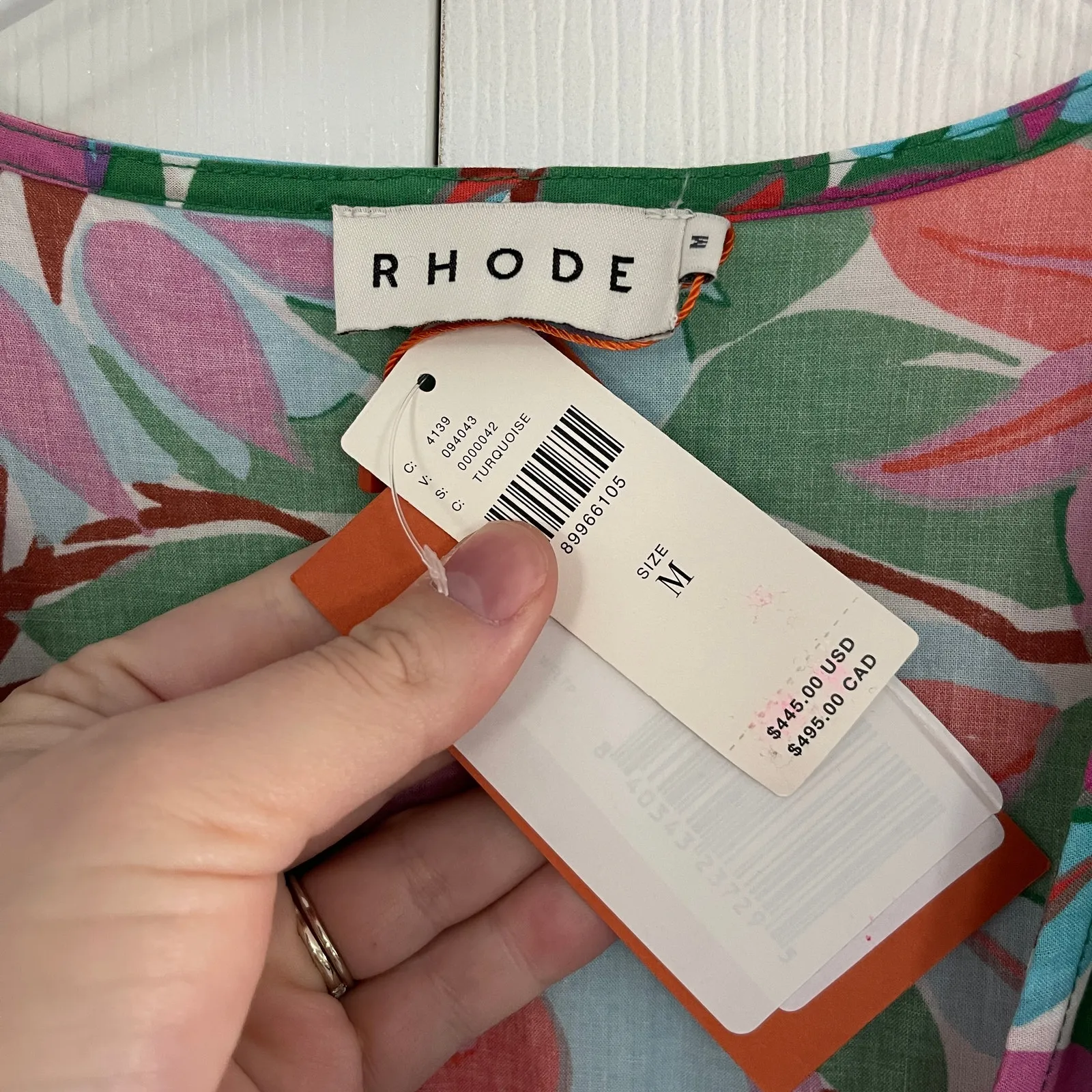 Rhode Resort Fiona Dress White Fleur Tropicale Green Size M - Image 5