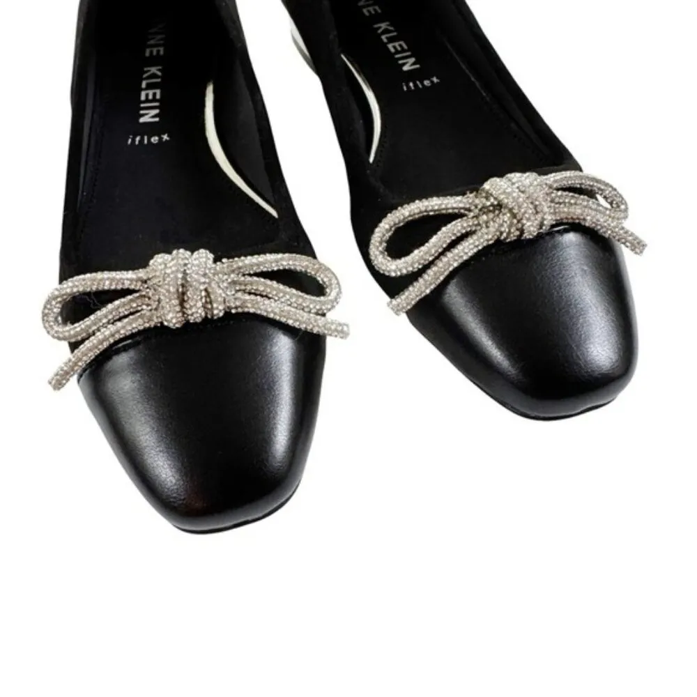 NWT Anne Klein Womens Cassidy Rhinestone Bow Faux Suede Shoe Black Size 6.5 - Image 4