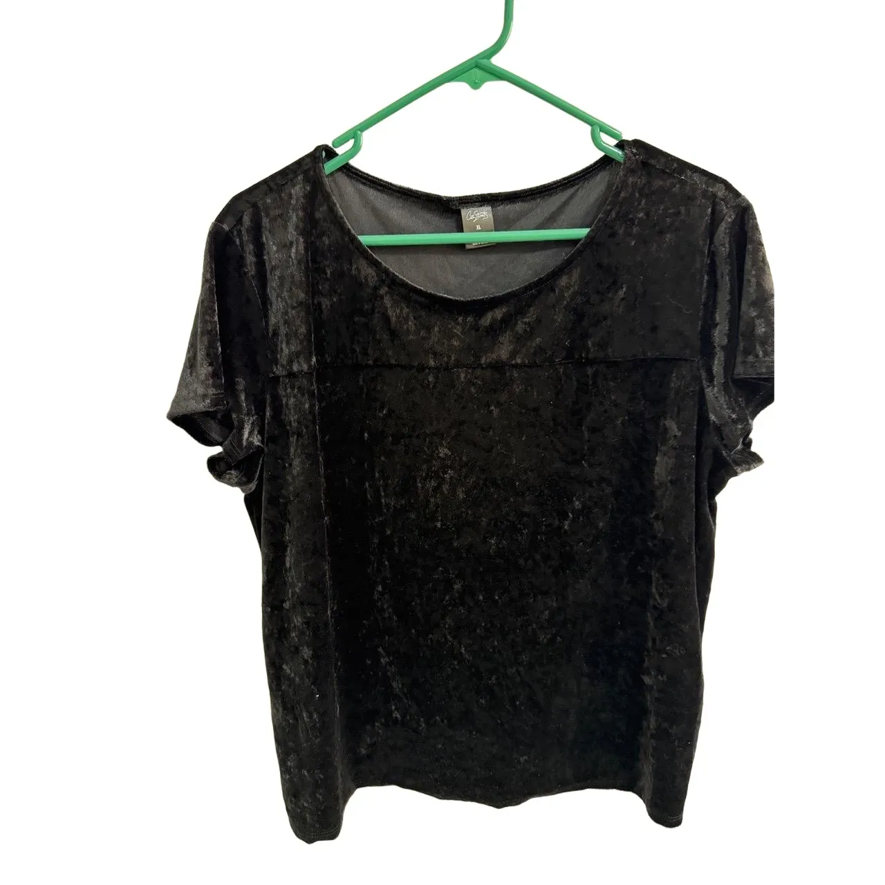 City Streets Black Crushed Velvet Short‎ Sleeve Top XL Goth, Dark  Girl, Witch - Image 2