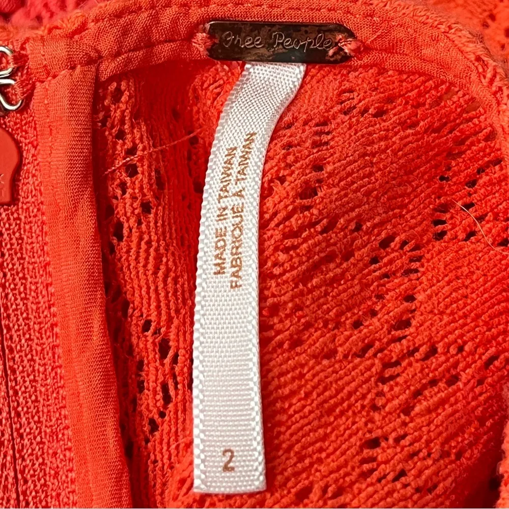 Free People Floral Laser Cut Tank Mini Dress Salmon Size 2 - Image 5