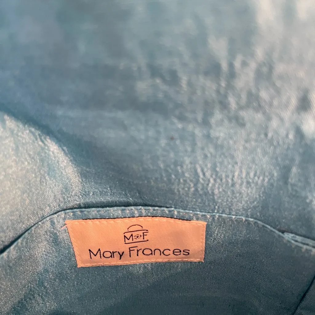 Mary Frances Cocktail Time Beaded Blue Martini Clutch Bag Purse Silver - Image 3