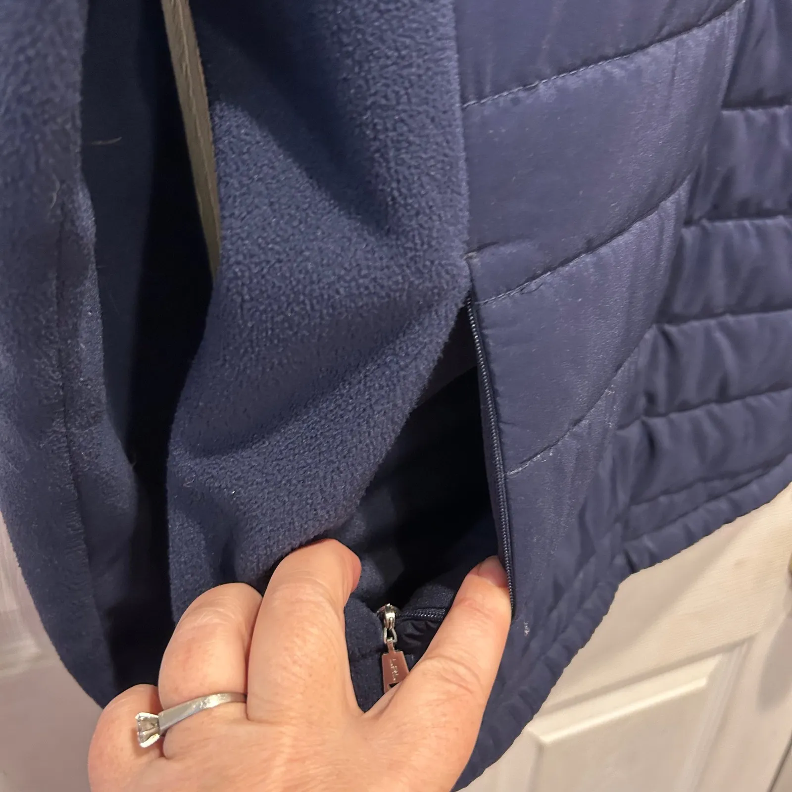 LRL Ralph Lauren Active Womens Navy Quilted Fleece Pullover Jacket Sz L Gorpcore - Image 4
