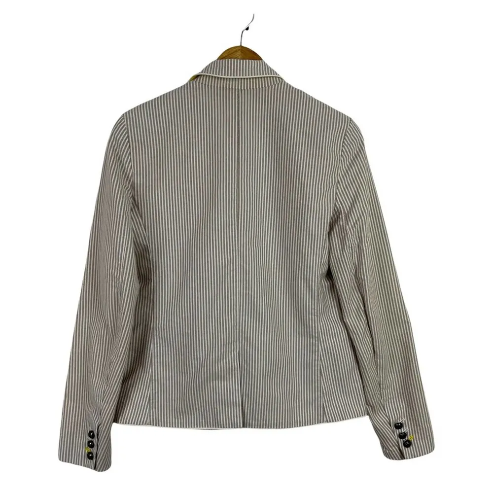 Cream Stripped Single Breasted Blazer Gap the Academy Career Workwear Blazer 6 - Image 7