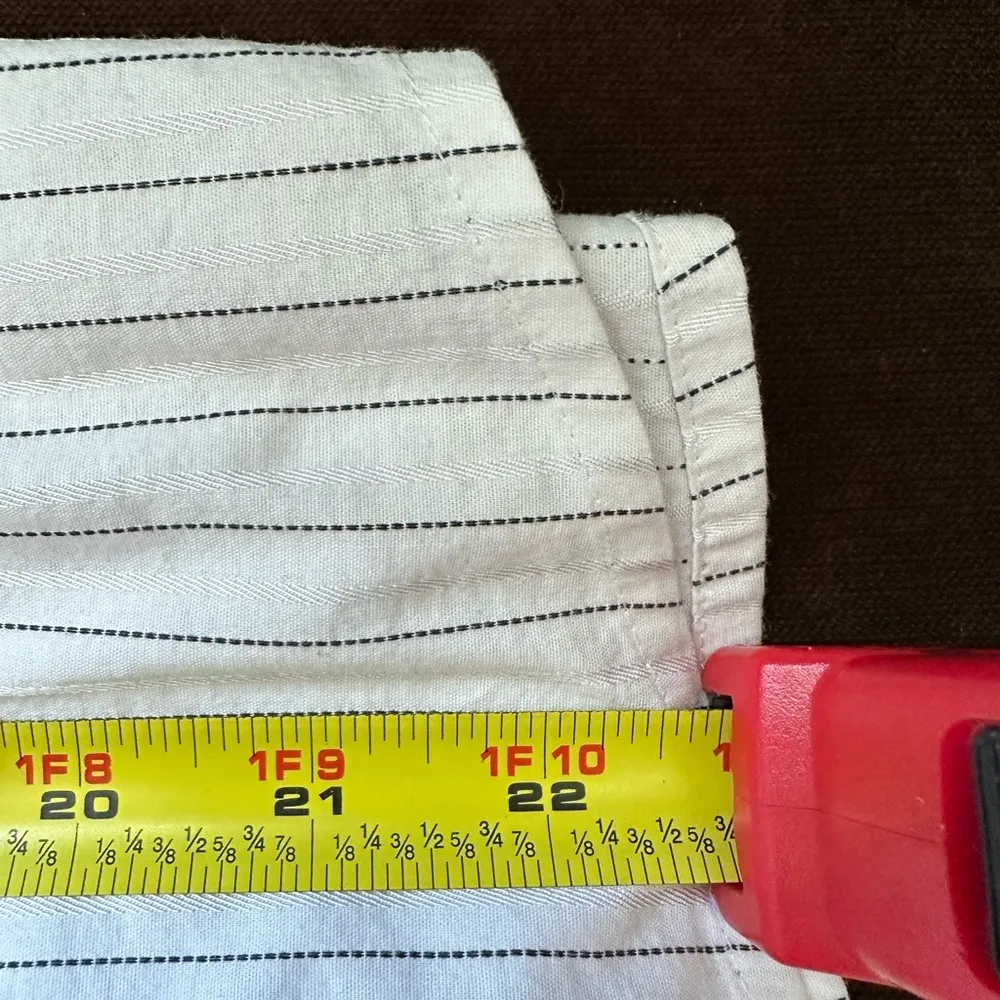 Loft Ann Taylor White With White & Black Stripes Button Down ruffle Blou… - Image 11