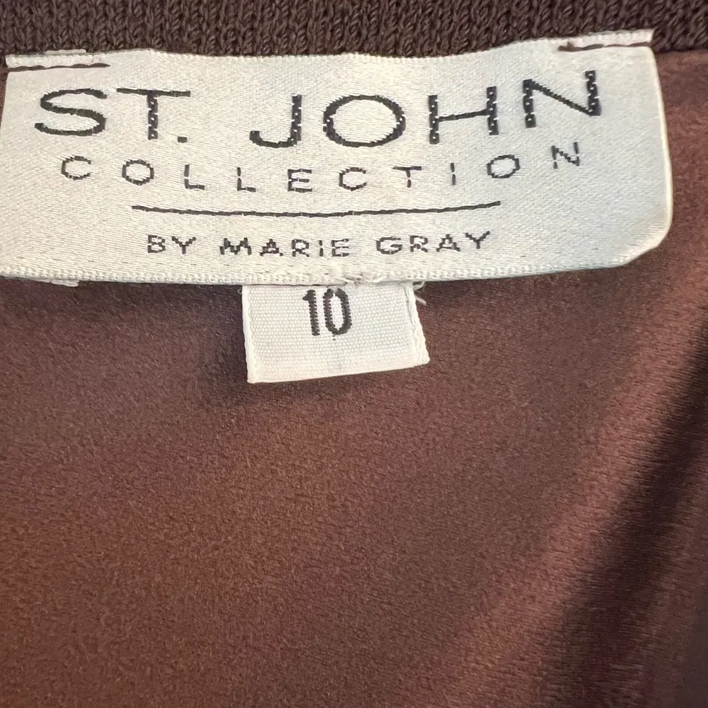 St. John Collection Brown Evening Knit Jacket Blazer Gold Buttons Size 10 EUC - Image 6