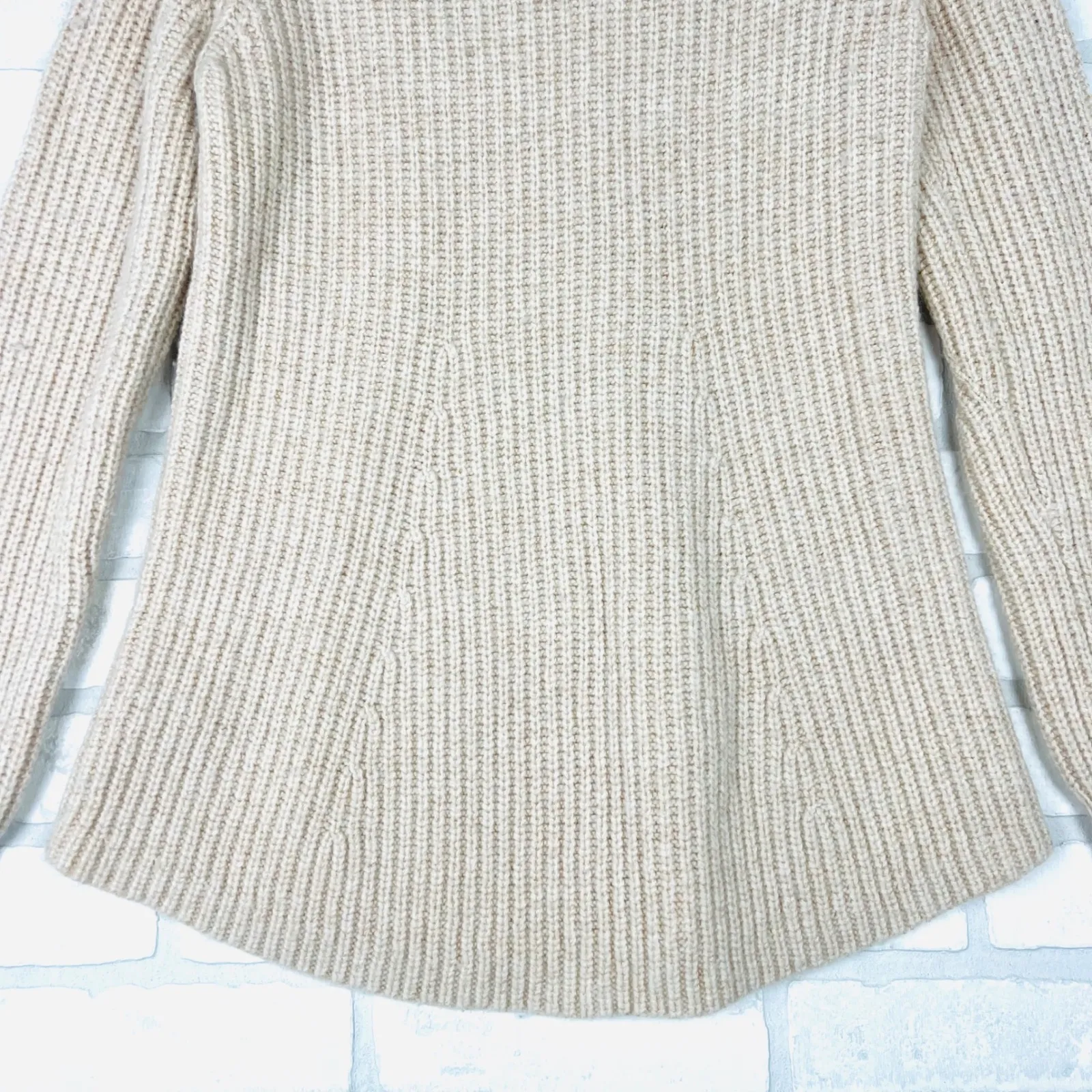 Athleta‎ XS Sweater Wool Blend Ribbed Knit Crew Neck Tunic Top Oatmeal - Image 11