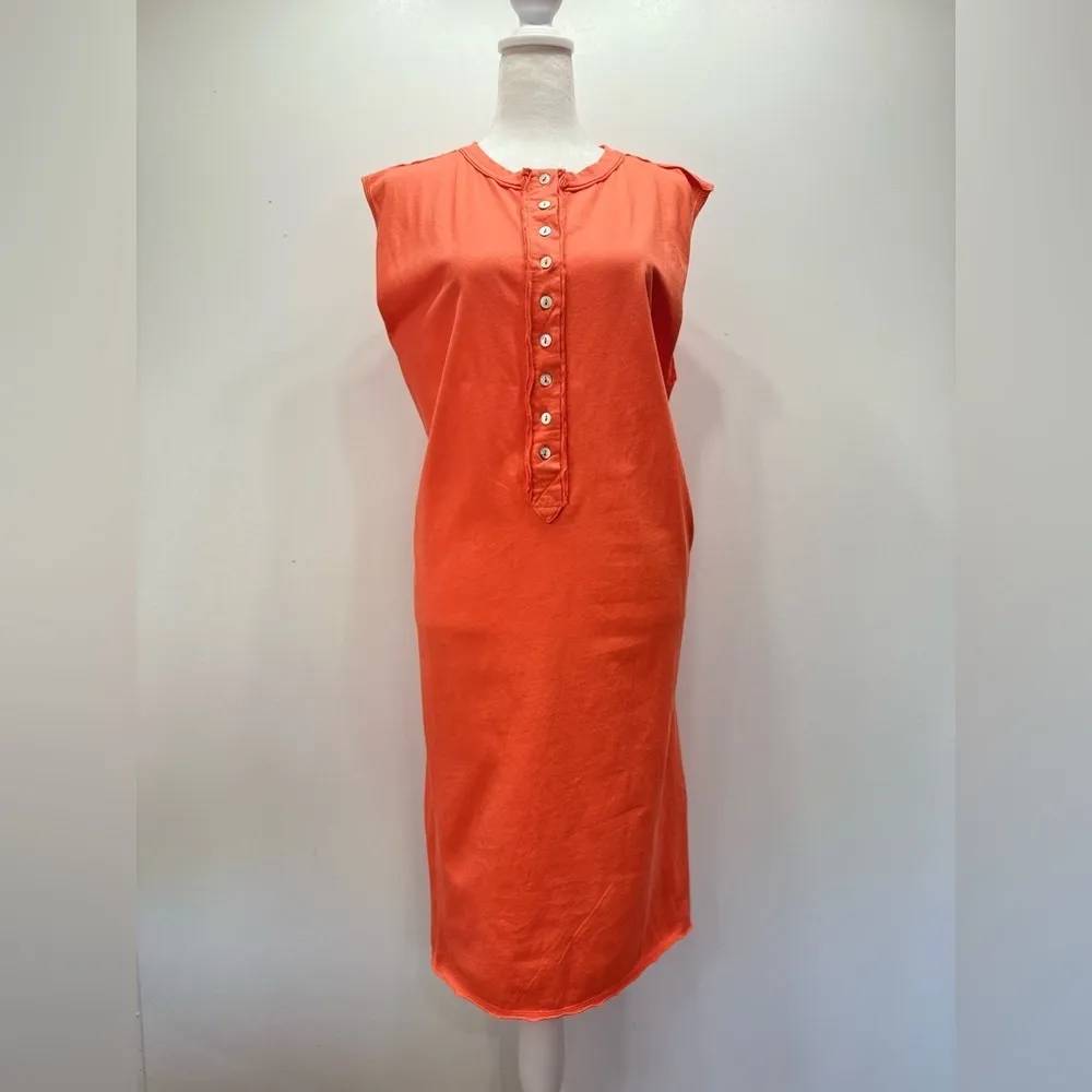 Melon Orange Sleeveless Loose Fit Cotton T-Shirt Dress Size Large - Image 3