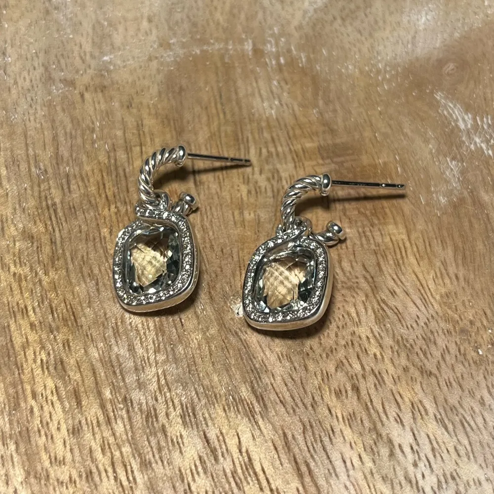 David Yurman Prasiolite & Diamond Labyrinth Drop Earrings - Image 5