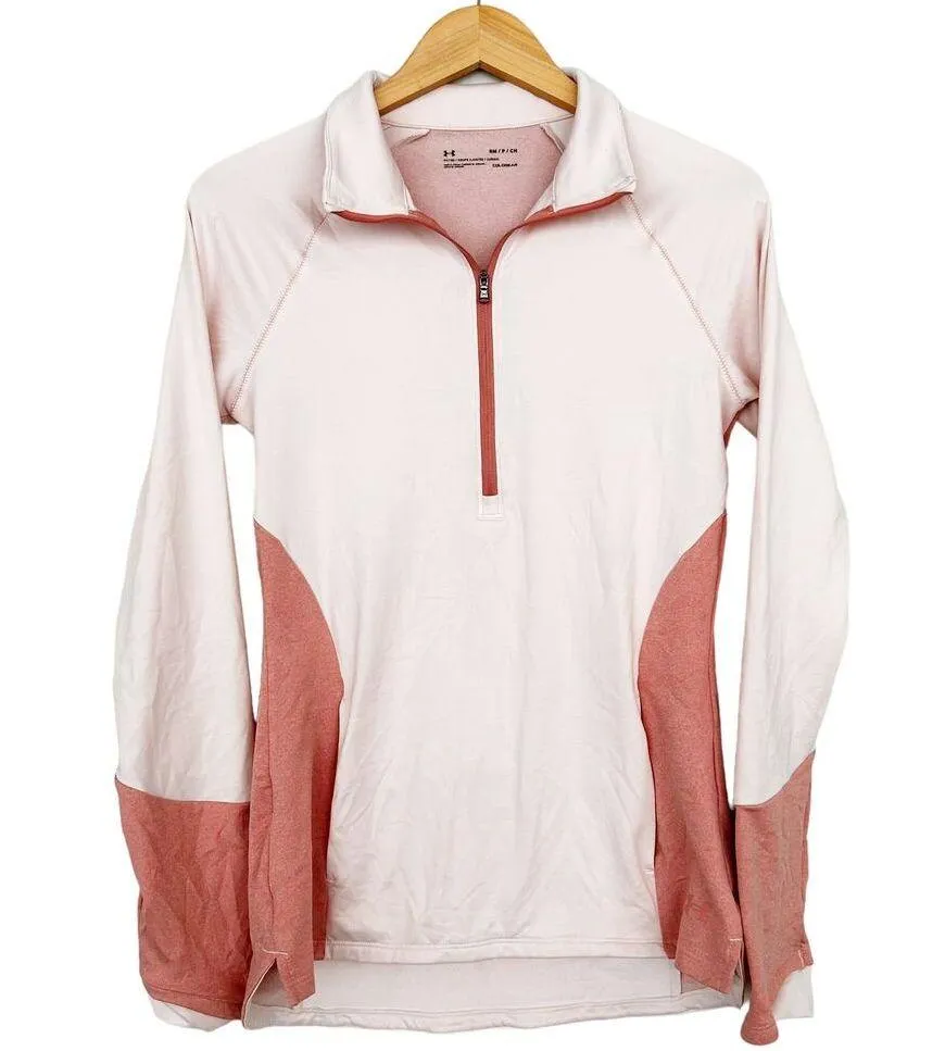 Under Armour Coldgear Fitted Pink Half Zip Sz S - Image 6