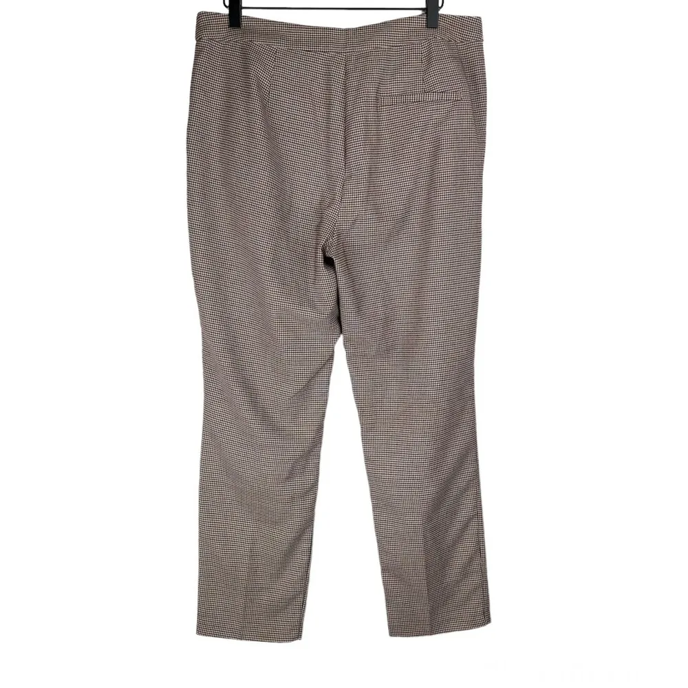 Zara Herringbone Trouser Pants Sz Large Ruffle Pockets High Rise Black White Red - Image 3