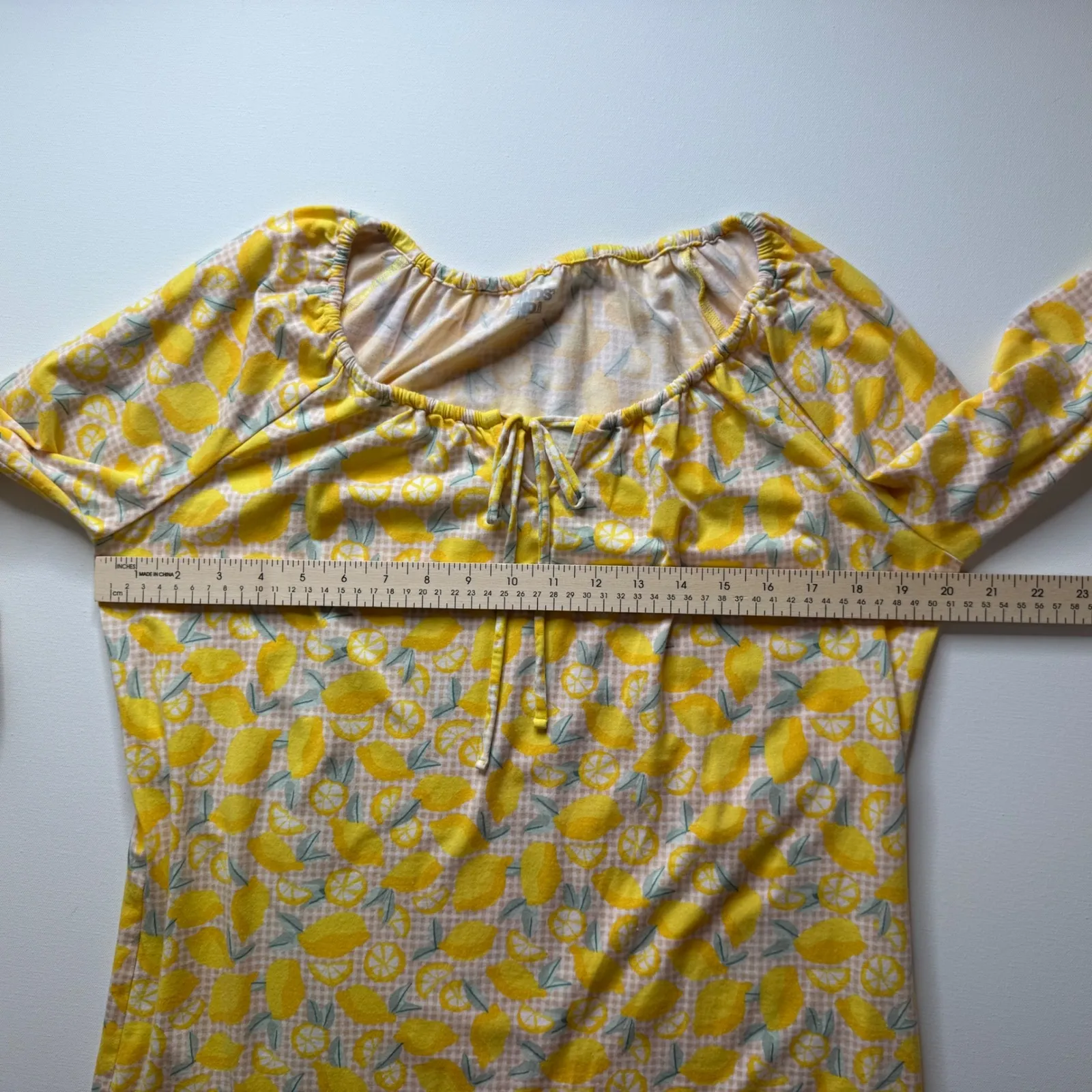 Lands End Womens Lemon Tunic Top Medium‎ Yellow Gingham Fruit Cottagecore Summer - Image 9