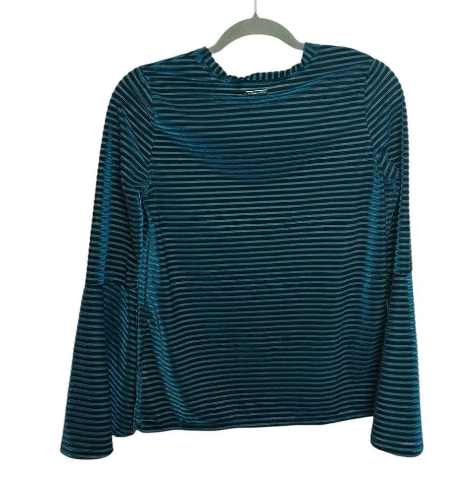 Michael Michael Kors Teal Velvet Burnout Bell Sleeve Top - Image 4