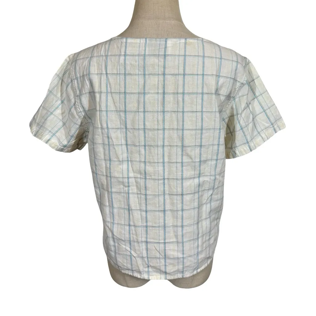 True Vintage Casey & Max Cotton Linen Embroidered Boxy Butter Yellow Top 80s 90s Size M - Image 5