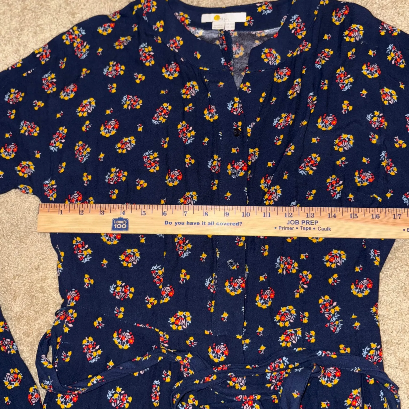 Boden Emmeline Jumpsuit‎ Floral Print Wide Leg Navy Blue Short Sleeve Casual Size 6 - Image 5