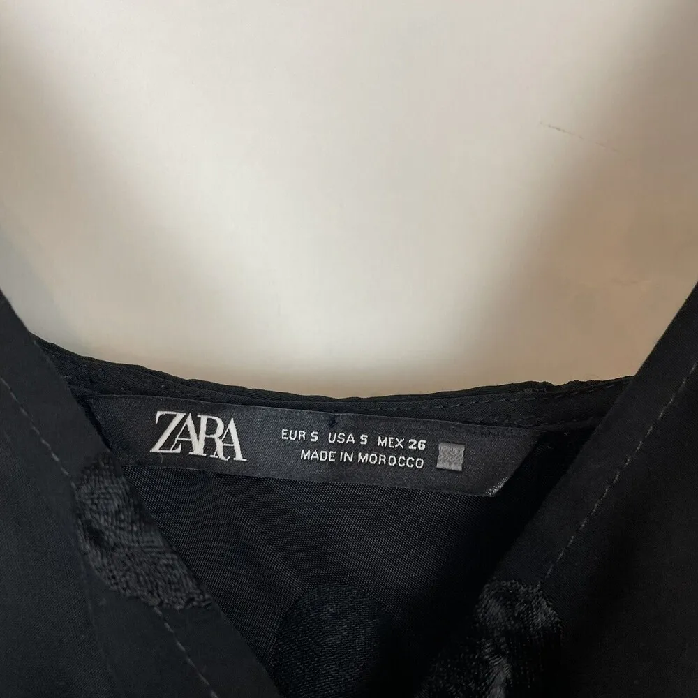 Zara Wrap Dress Polka Dot Satin Velvet Faux Sash wedding guest date size small - Image 12