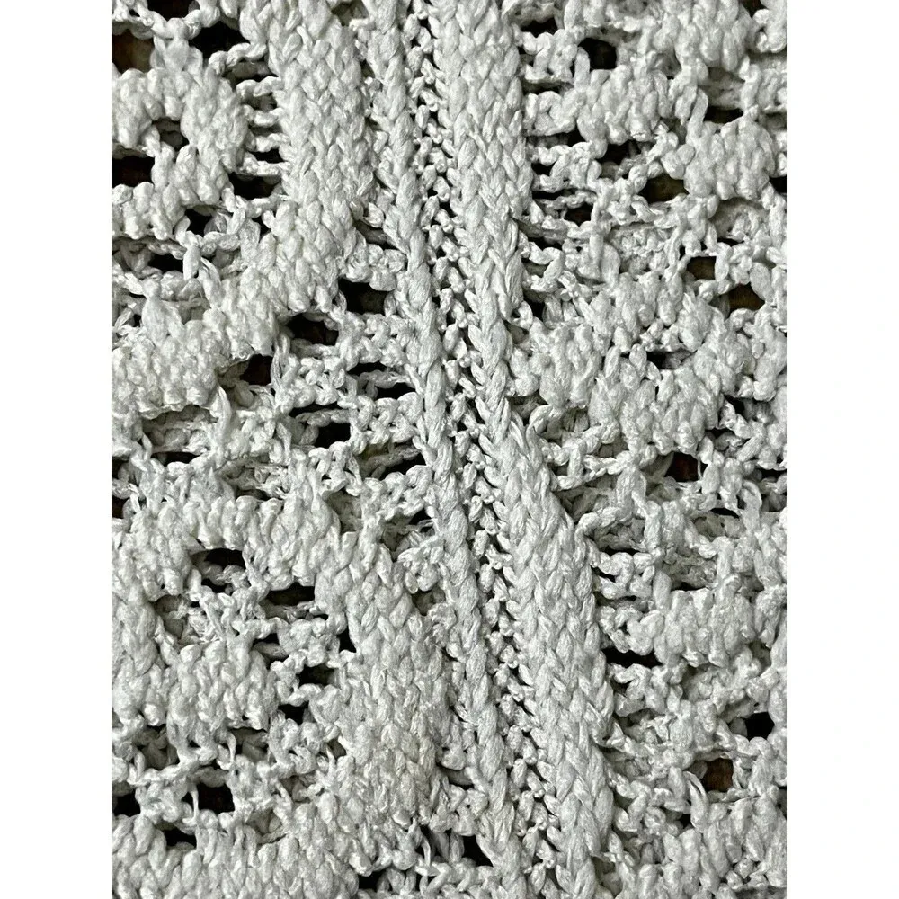 J Valdi White Crochet Beach Coverup Mini Dress Sheer Boho Tunic Women’s Hippie S - Image 10
