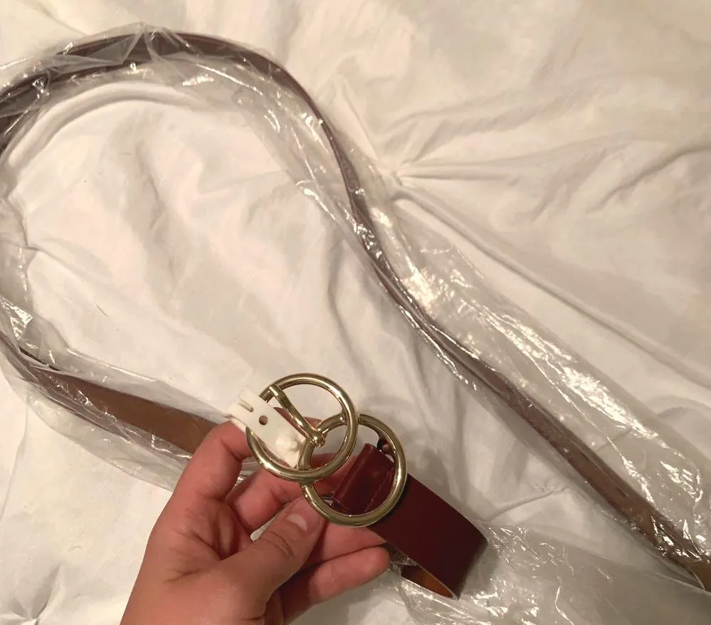 H&M Maroon And Gold Loop Belt - Image 3