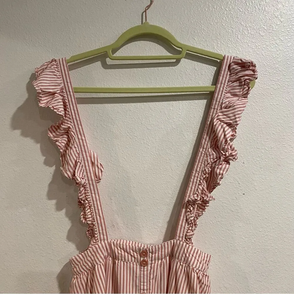 Jack by BB Dakota Pink Striped Ruffle Strap Mini Overall Skirt Sz XS NWOT - Image 3