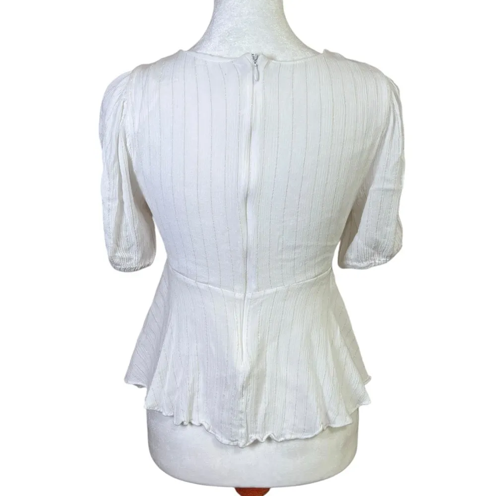 Tularosa REVOLVE Otis Top Peplum V-Neck Fairy Peasant Flowy White/Gold Y2K Sz S - Image 8