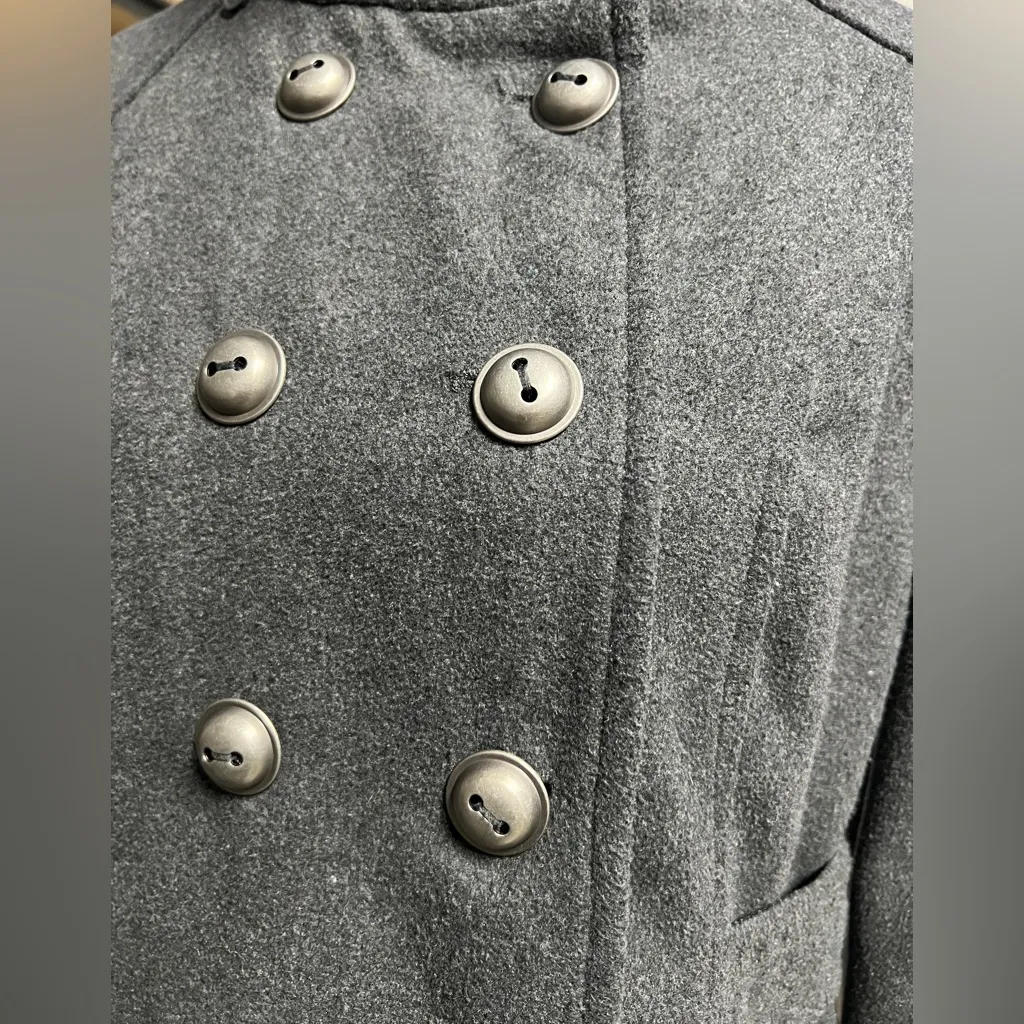 Celebrity Pink Gray Double-Breasted Pea Coat - Image 10