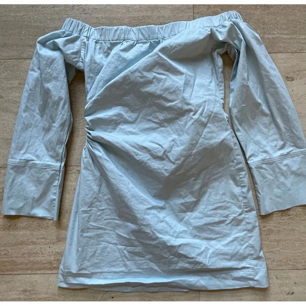 Light Blue Off-Shoulder NAKD Ruched top Long Sleeves Party Wear NWT size 42 US10 - Image 6