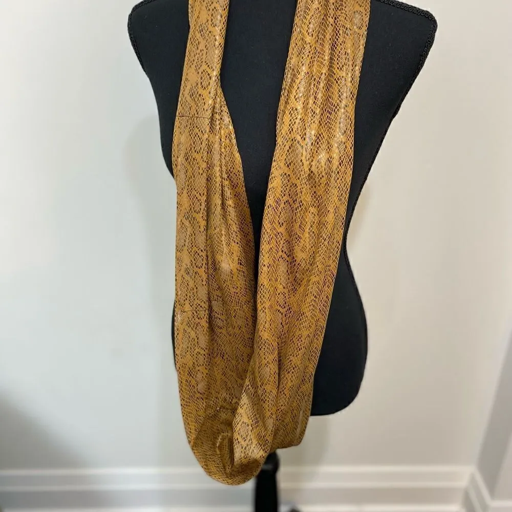 #181 VEGAN Leather Snakeskin Scarf Gold - Image 6