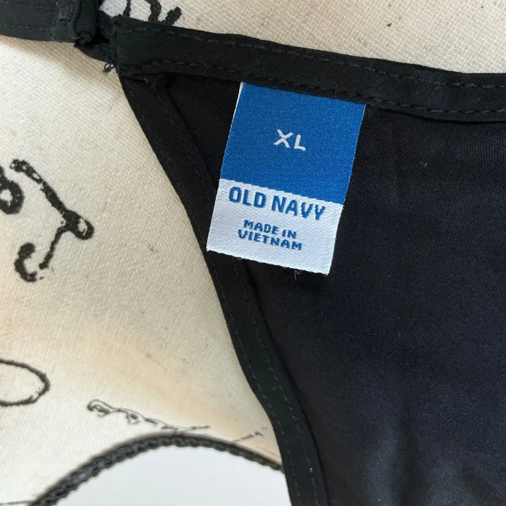 Old Navy Black Mini Dress‎ Smocked Square Neck Open Back Short Sleeve XL - Image 5