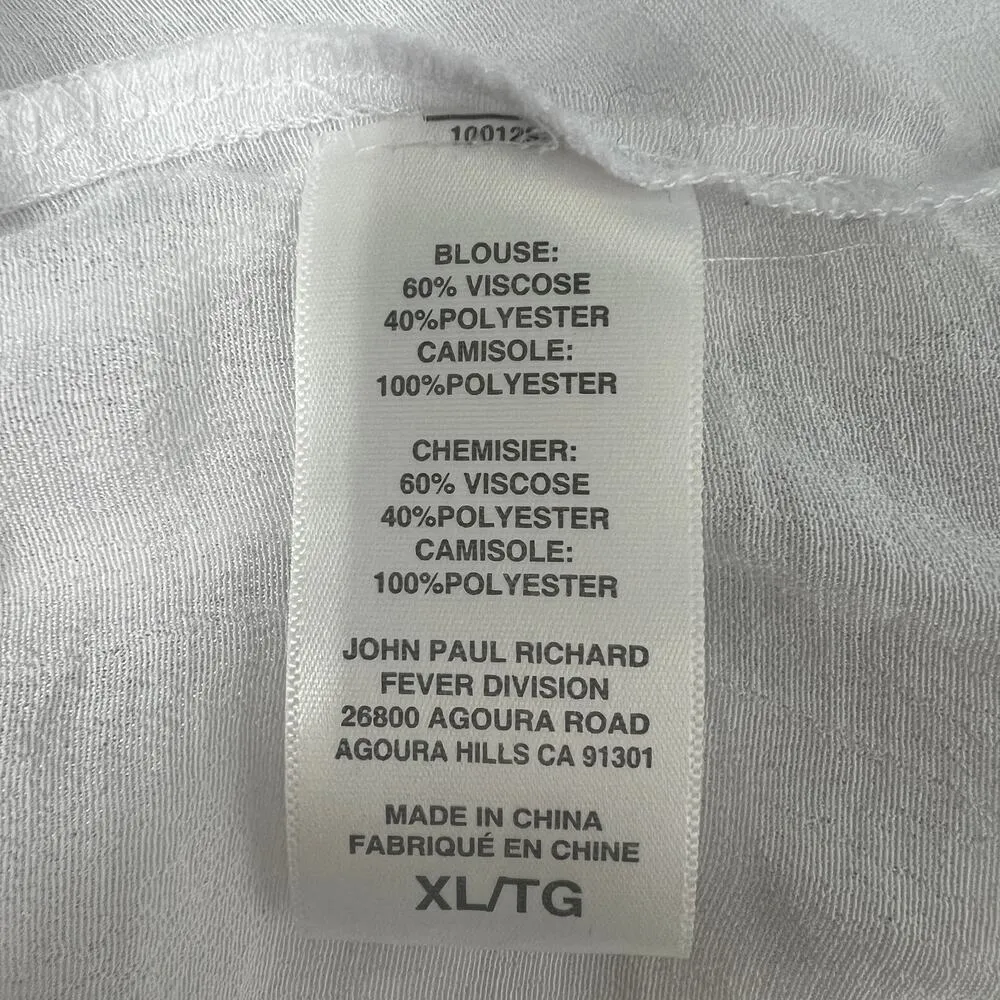 Cristina B. Womens Top XL Pin Tuck Lightweight Beachy Coastal Nautical Capsule White - Image 8