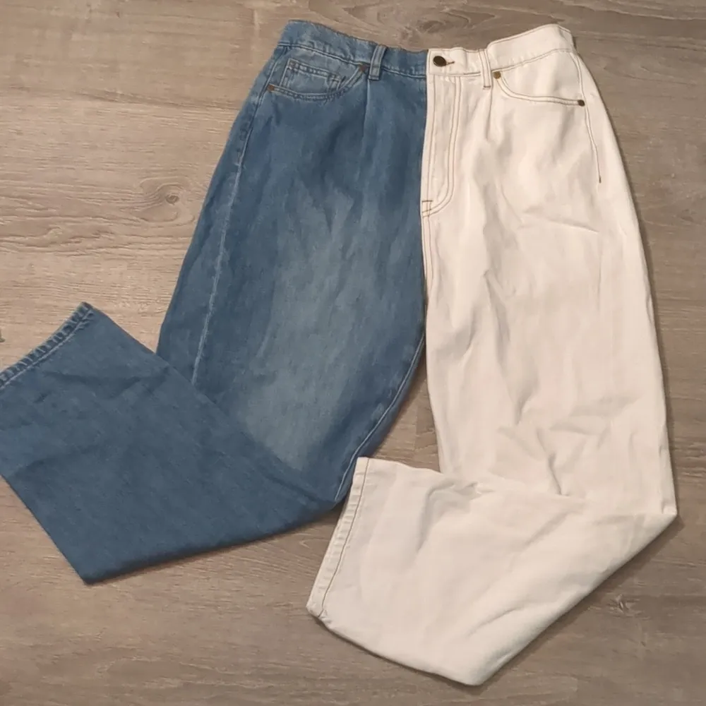 Sr vs Sandrine Rose free people Wide Leg Color Block Retro Jeans Milky Way sz 30 - Image 2