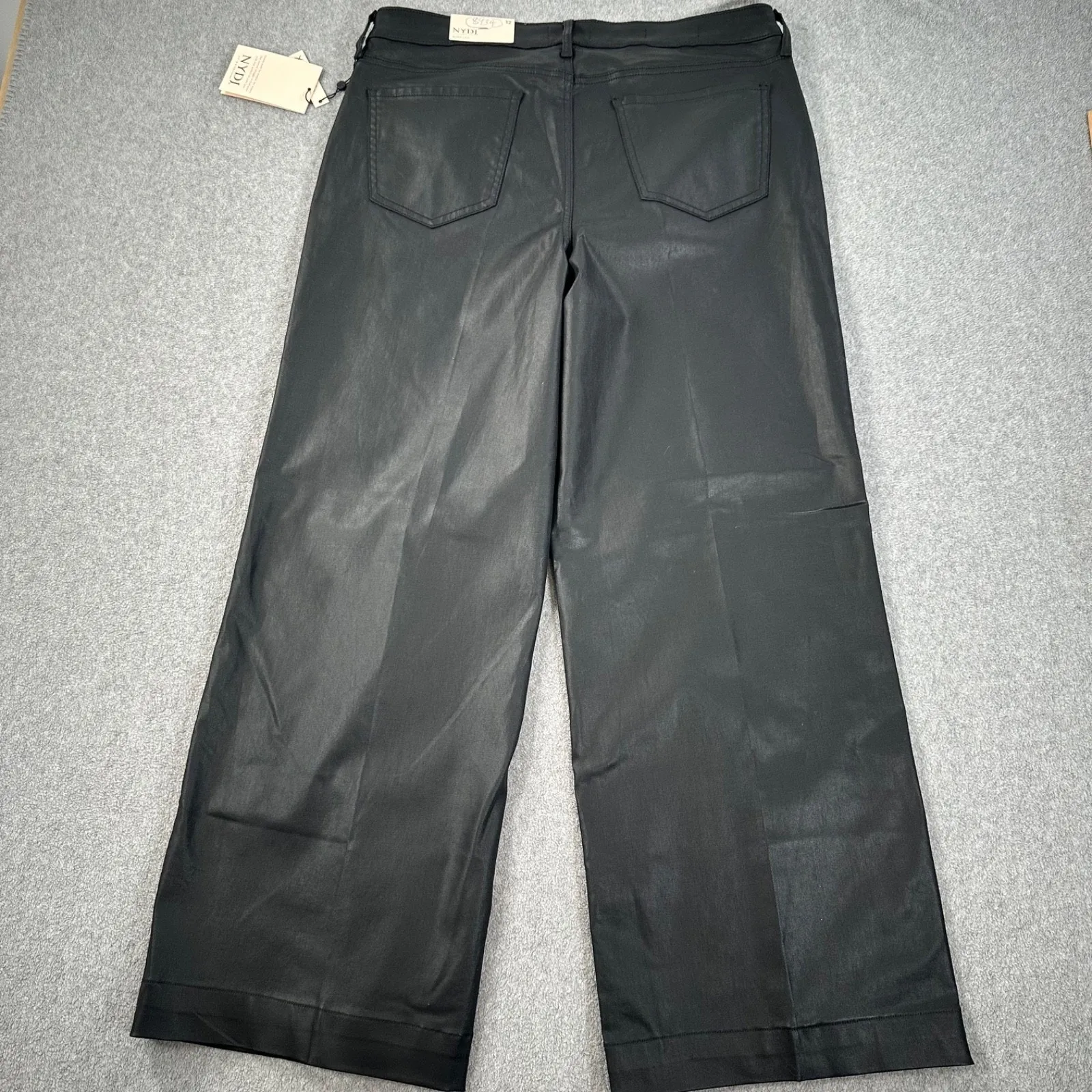 NYDJ Teresa Wide Leg Black Coated Jeans Women's 12 Inseam 28" Lift Tuck New - Image 11