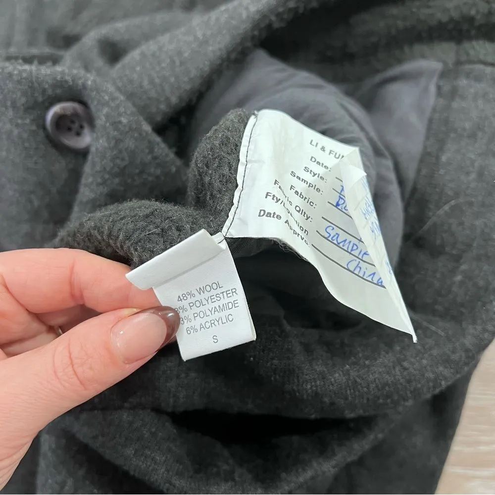 Eileen fisher charcoal gray button‎ down coat women’s size S wool blend - Image 3