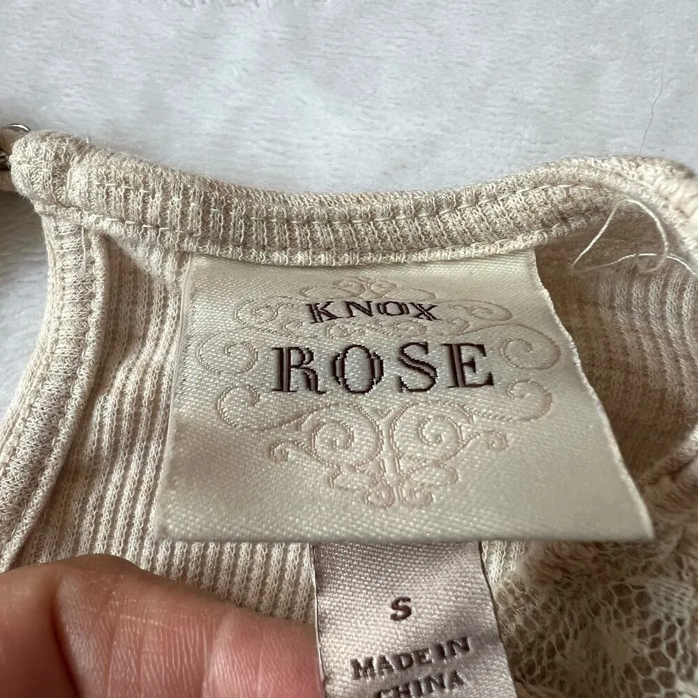 Knox Rose Sleeveless Crochet Lace Trim Jersey Knit Tank Top Size S *SMALL FLAW* - Image 6