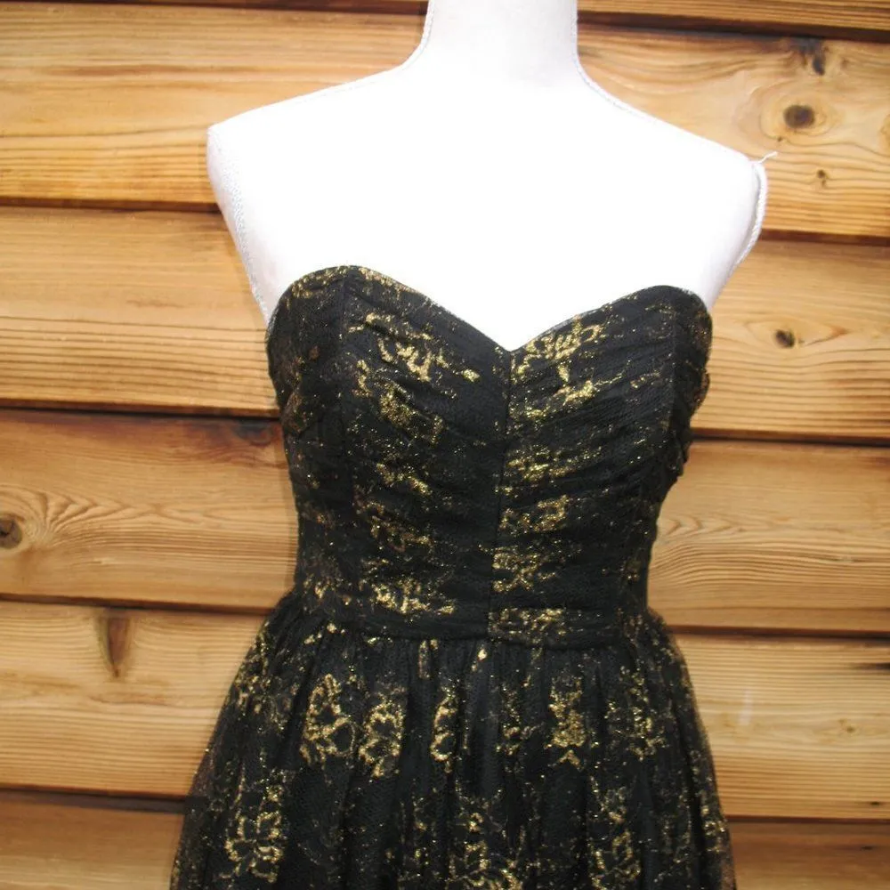 Black Gold Floral Mini Dress - Image 4