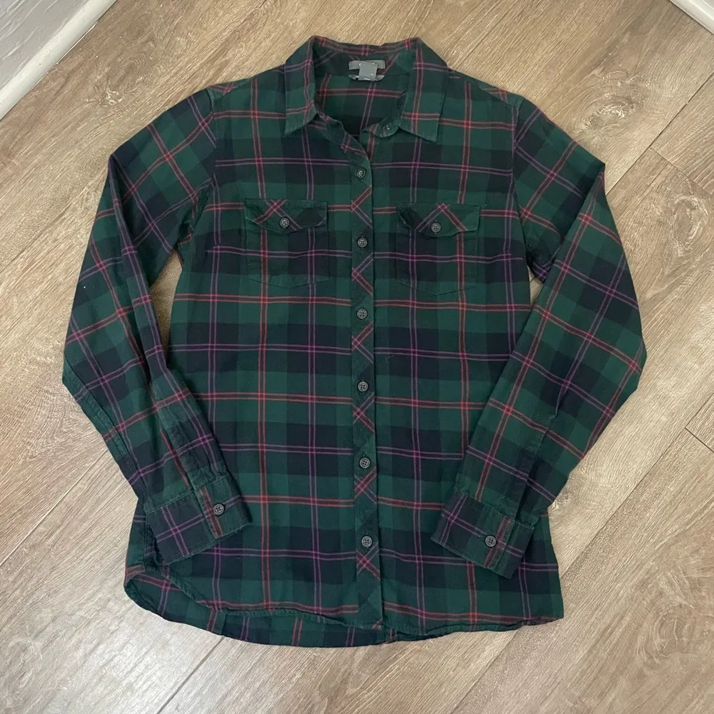 Eddie Bauer Classic Fit Plaid Button Up Flannel Shirt ~ Women’s Size S - Image 4