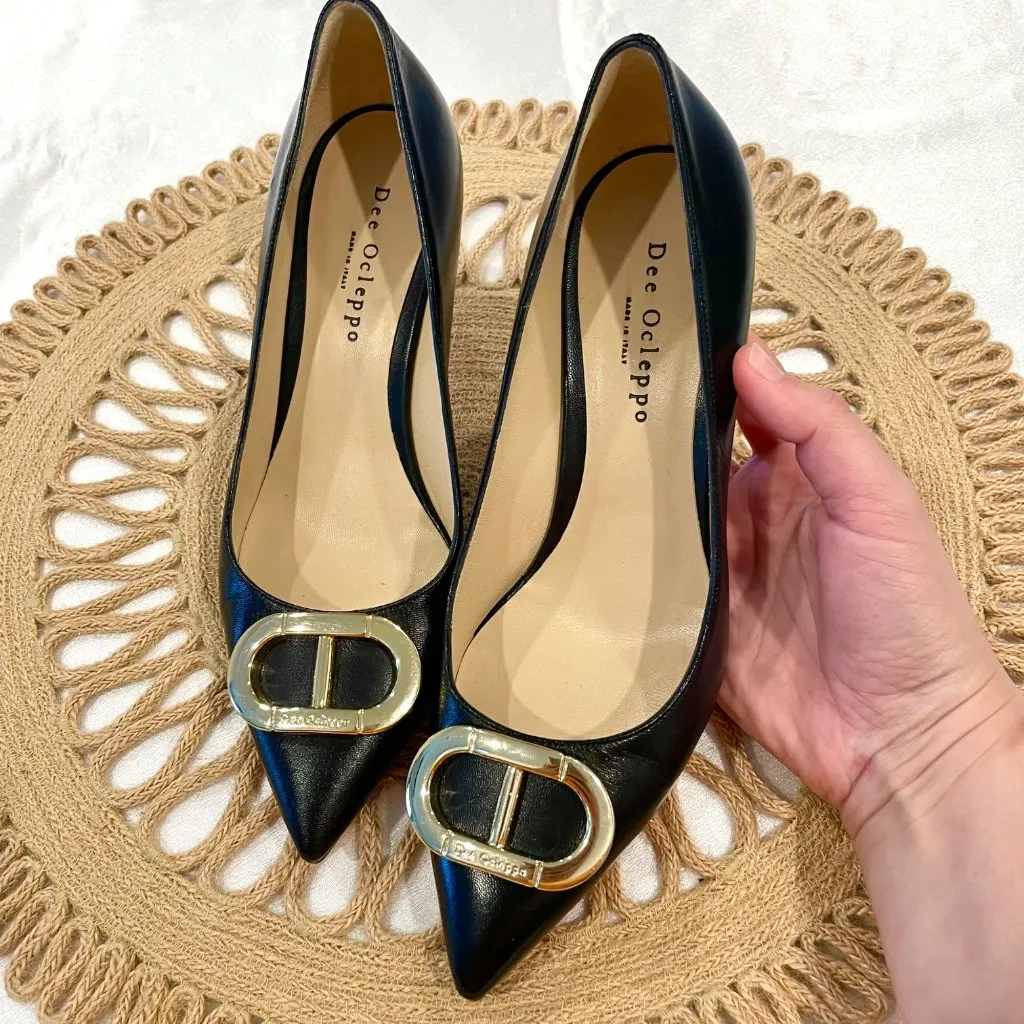 Dee Ocleppo Dee Office Party Logo Pump Black Leather Size EU 38 - Image 2