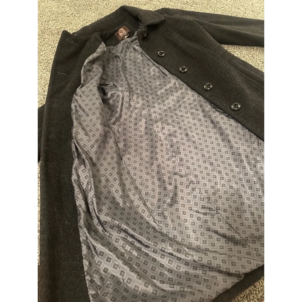 Anne Klein Gray Black Pea Trench Coat Petite 8 - Image 9