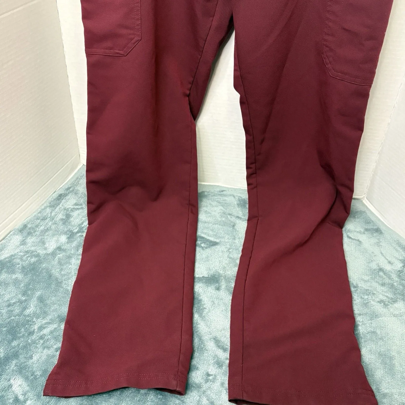 FIGS Women’s High Waisted Yola Skinny Scrub Pants Burgundy Medium Tall TW2000T Red - Image 3