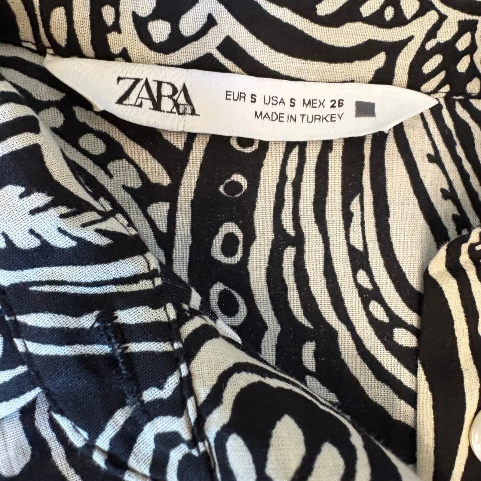 Zara Women's Black & White Paisley Print Long Sleeve Mini Shirt Dress S *no belt - Image 12