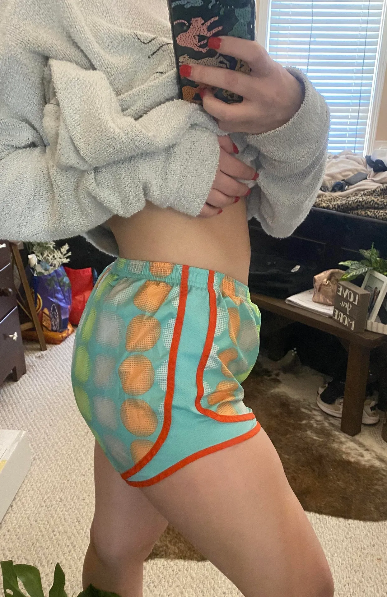 Teal Polka Dot Running Shorts - Image 2