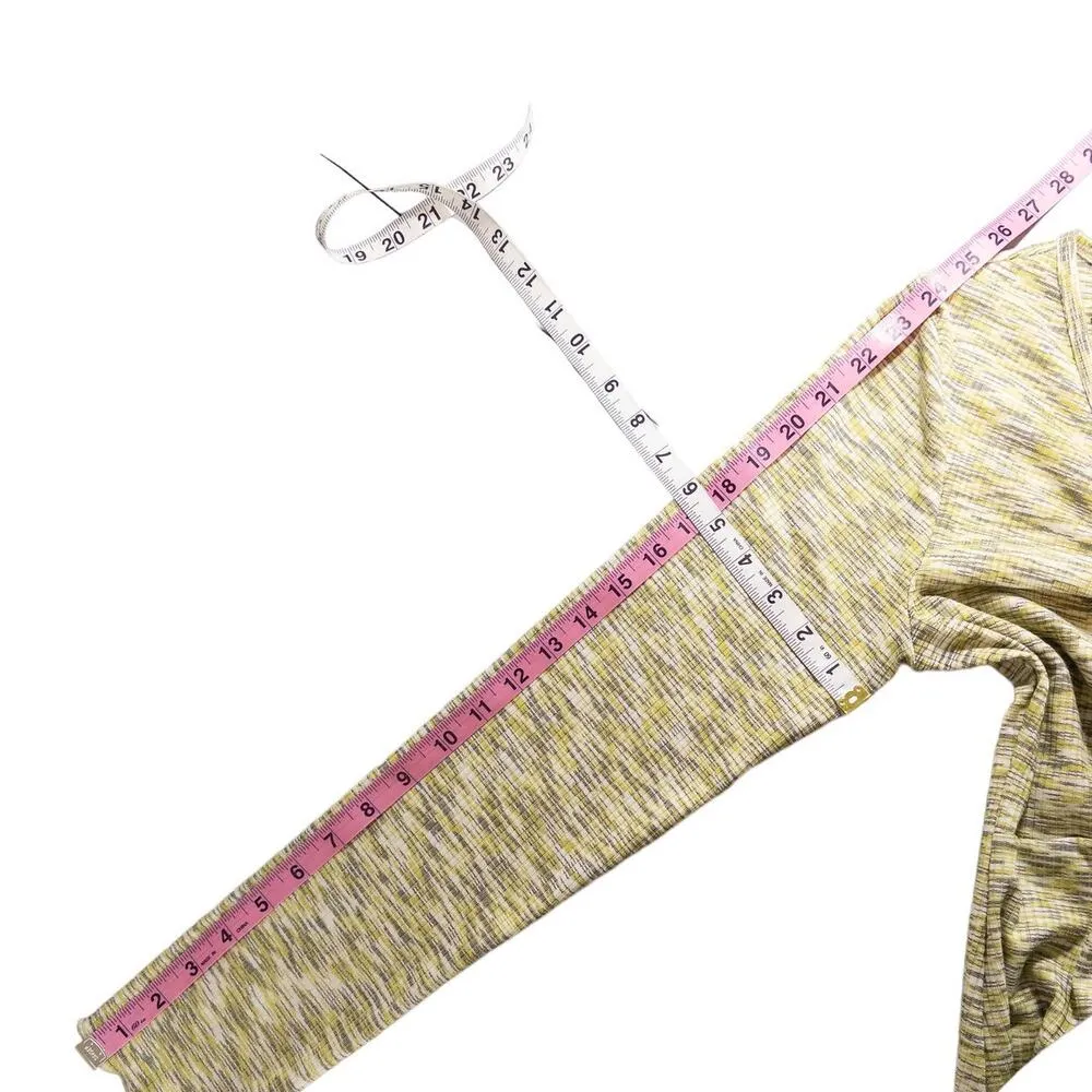 Lisa Says Gah NEW Lotta Space Dye Tie Front Long Sleeve Mini Dress Yellow Medium - Image 9