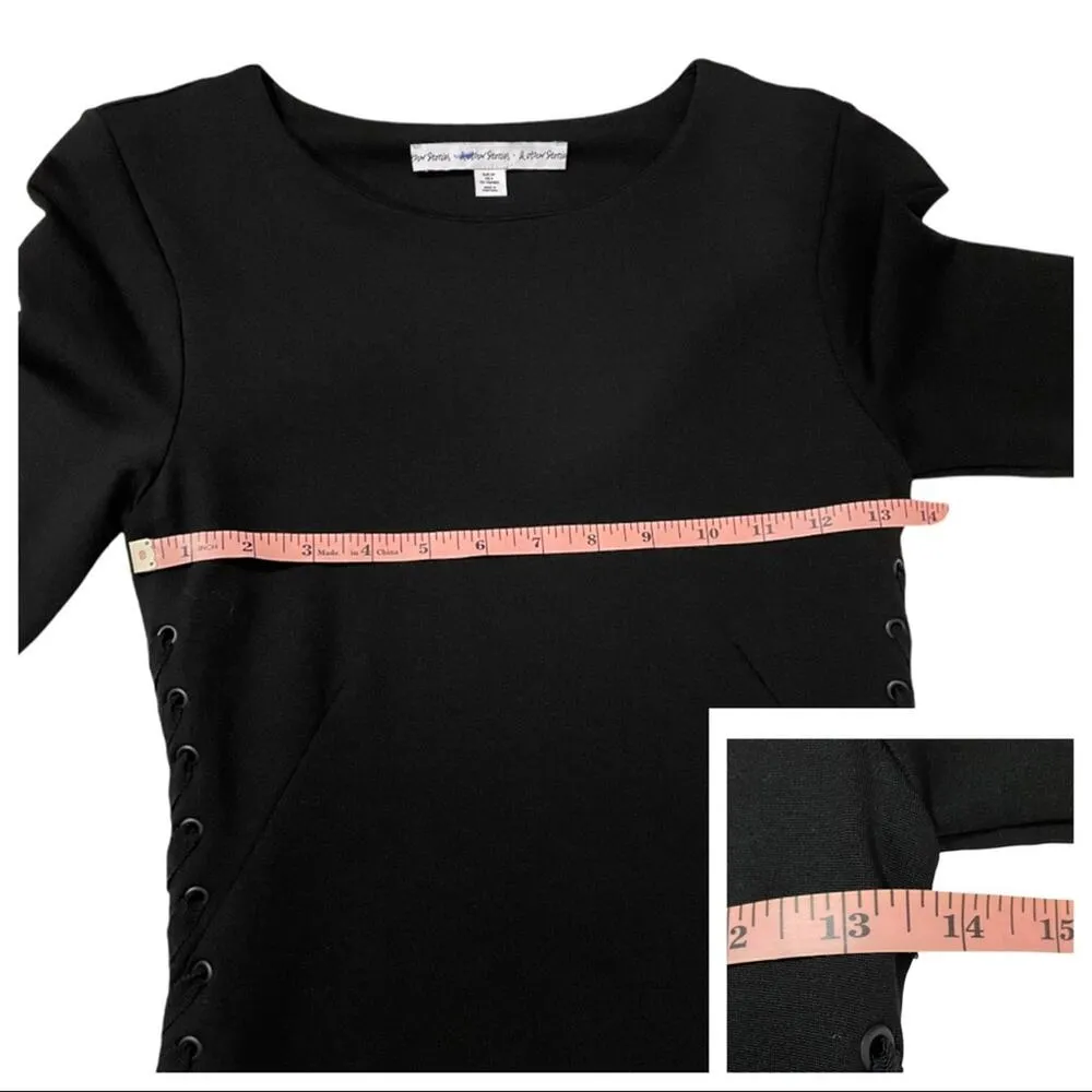 & Other Stories Side Grommet Lace Up Short Sleeve Black Dress - US 4 - Image 5