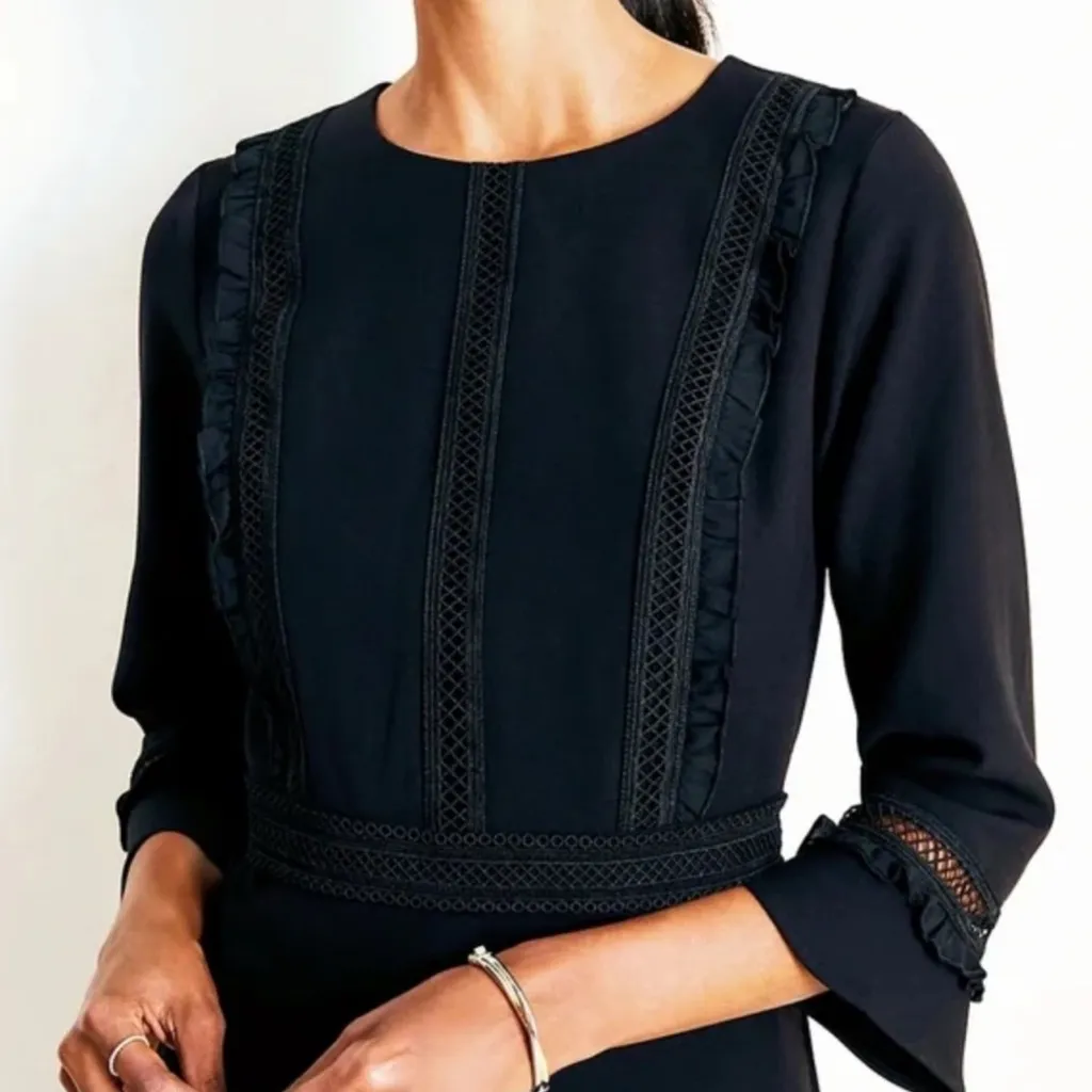 Ann Taylor Lacy Ruffle Doubleweave Dress Size 12 - Image 3